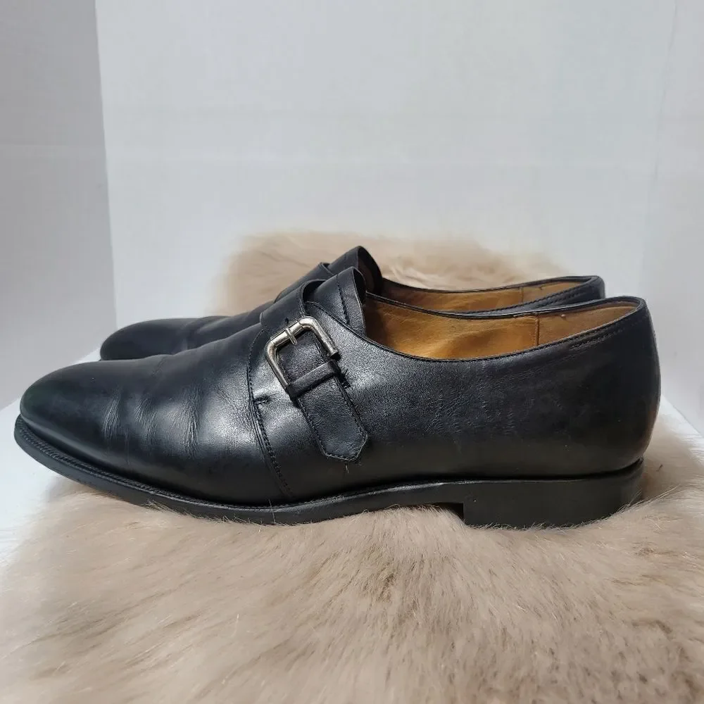 Ralph Lauren Mens Calf Monk Strap Black Leather Oxford Shoes Size 11